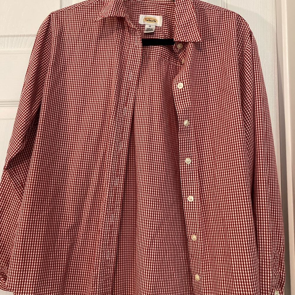 Talbots Red Button Down Shirt Classic Top